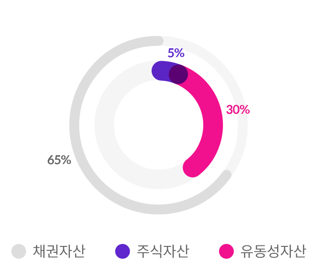채권자산 65%, 주식자산 5%, 유동성자산 30%